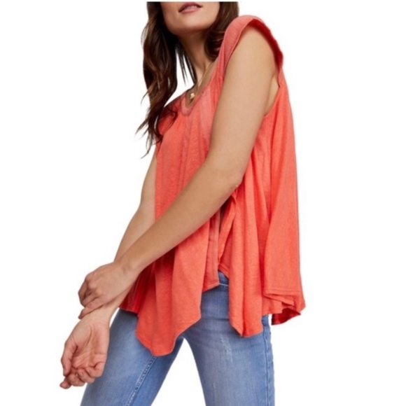 NWT Free People Keep it Casual Oversized Tee, Size Small, Asymmetrical, Linen - Picture 1 of 13